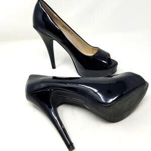 Chinese Laundry Black Stilettos Peep Toe Black Patent Leather Hotness Size 7